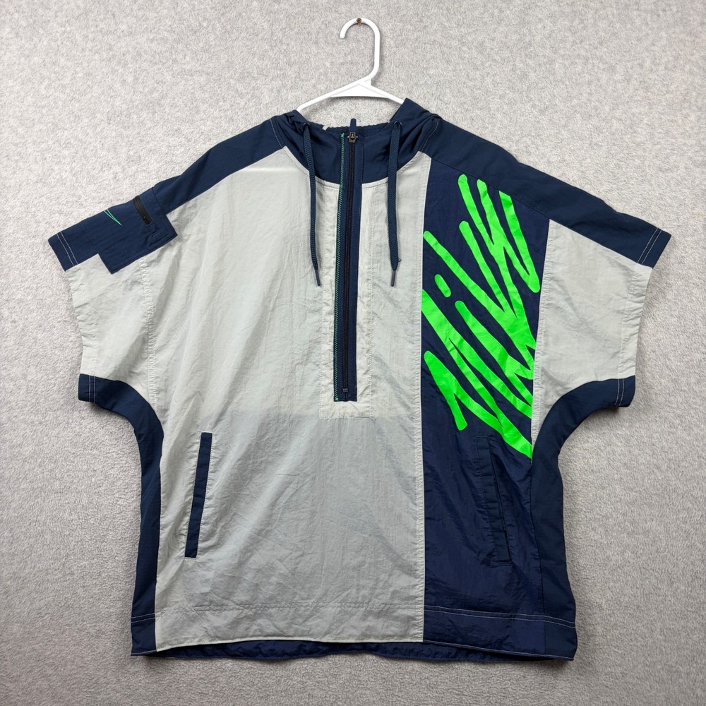 Nike Jacket Mens Large Short Sleeve Half Zip Hooded Windbreaker CJ4627-077